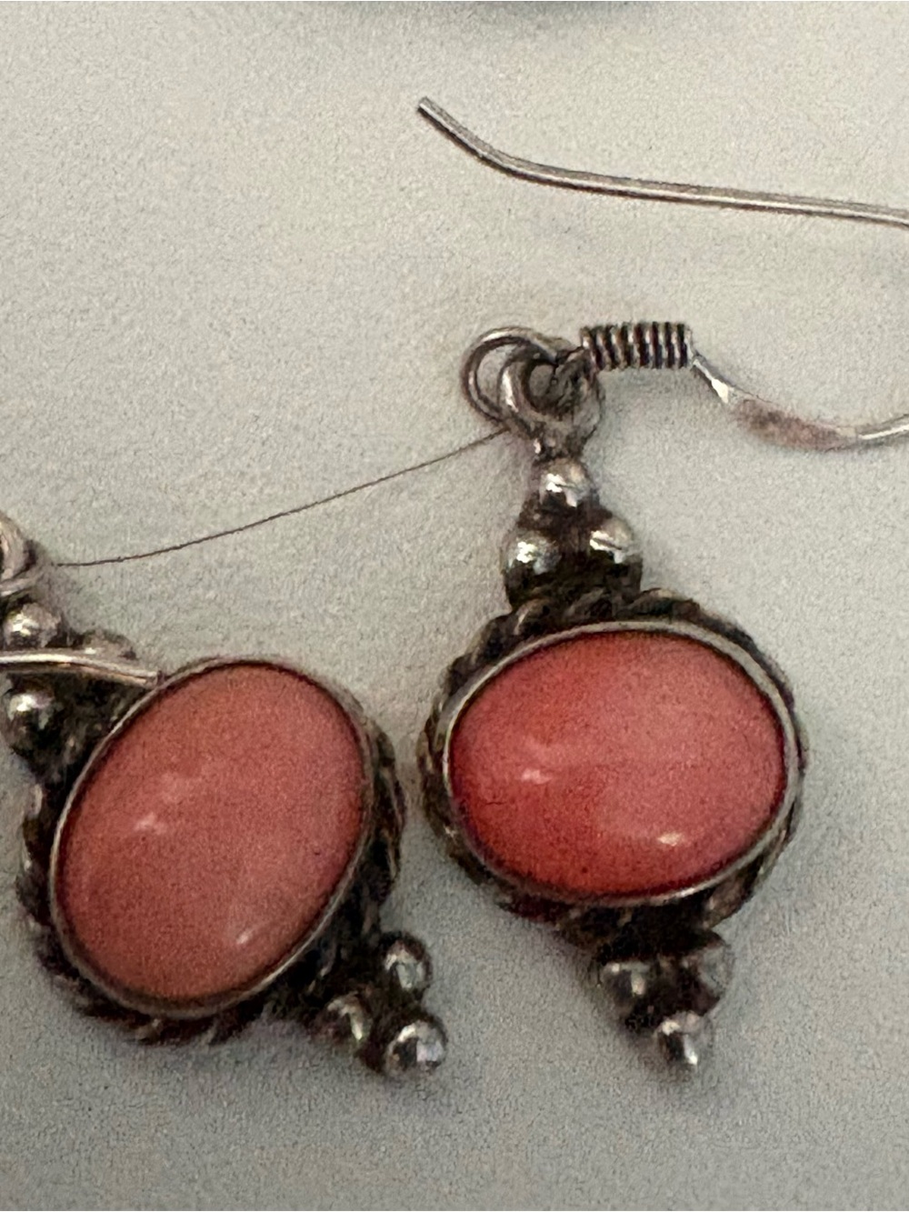 Coral earrings sterling silver